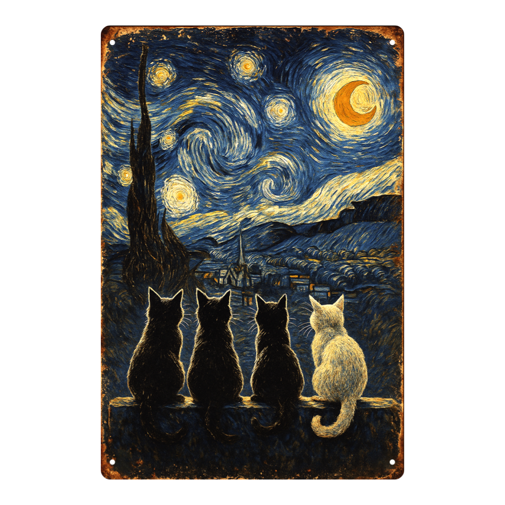 Starry Night Cat Quartet