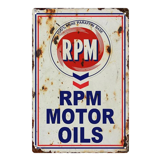 RPM Motor Oils Vintage Tin Sign