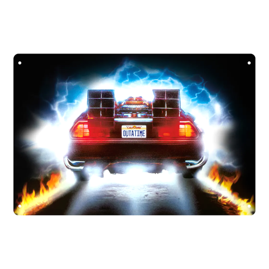 Back to the Future DeLorean &  OUTATIME Tin Sign