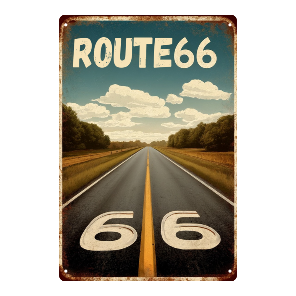 Vintage Route 66 Highway Metal Tin Sign