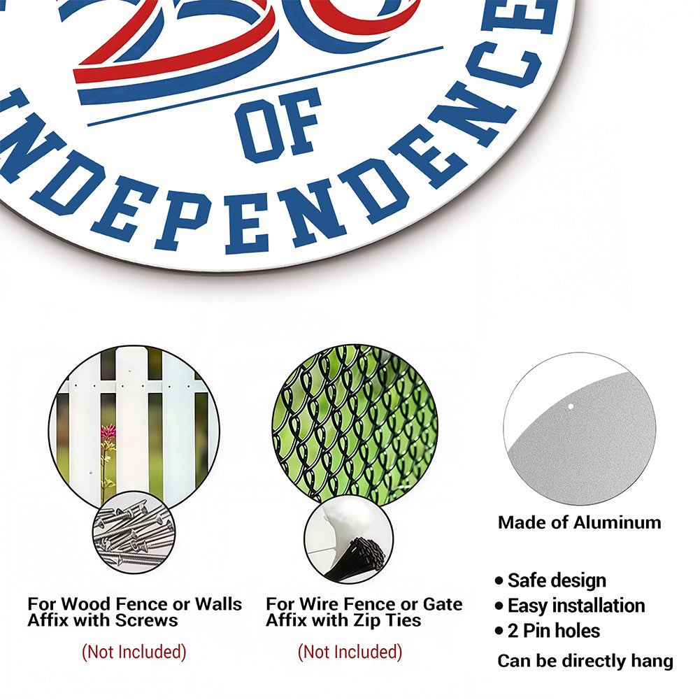 America 250 Patriotic Wall Decor - Declaration of Independence 250 Round Metal Sign