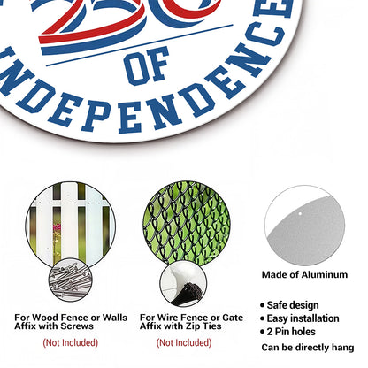 America 250 Patriotic Wall Decor - Declaration of Independence 250 Round Metal Sign