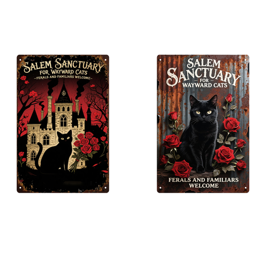 2pcs – Salem Sanctuary Roses & Gothic Black Cat