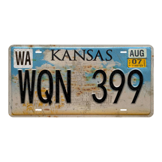 Kansas WQN 399 - Tin License Plate Sign(6*12Inch)