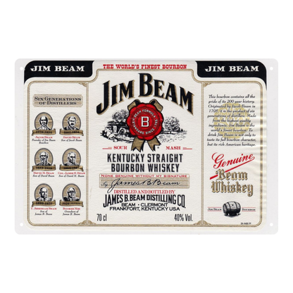 Jim Beam Kentucky Straight Bourbon Vintage Metal Sign