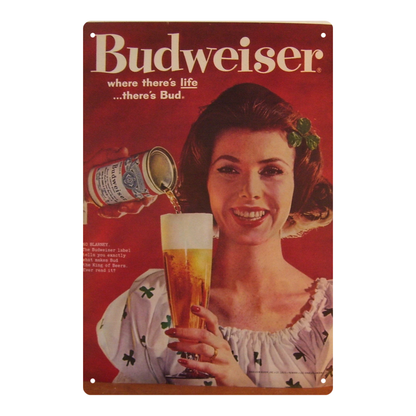 Budweiser “Where There’s Life” Shamrock Vintage Sign