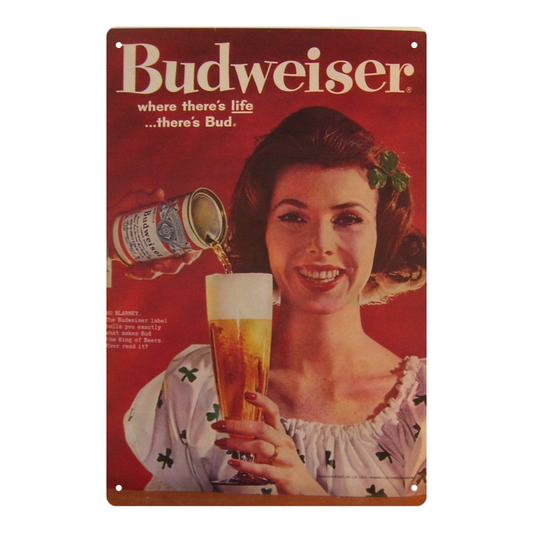 Budweiser “Where There’s Life” Shamrock Vintage Sign