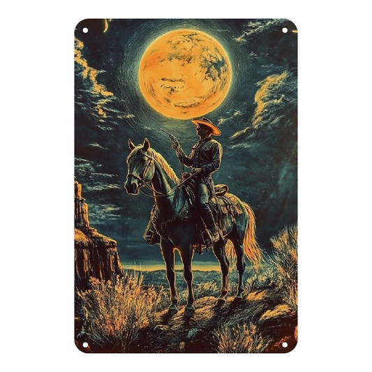 Lone Cowboy Gunslinger Under the Moon