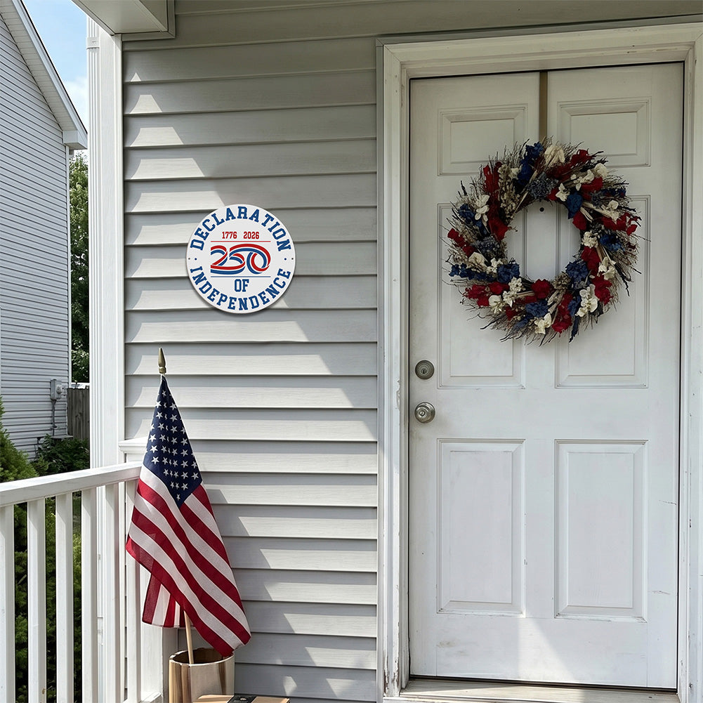 America 250 Patriotic Wall Decor - Declaration of Independence 250 Round Metal Sign