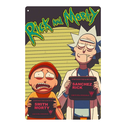 Rick and Morty Mugshot Tin Sign