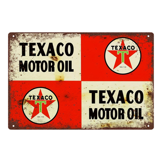 Texaco Motor Oil Checkerboard Tin Sign