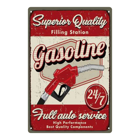 Gasoline Filling Station 24/7 Vintage Tin Sign
