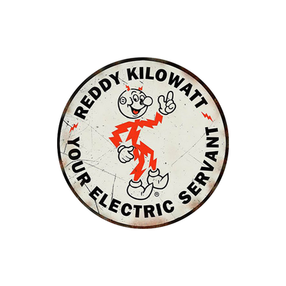 Reddy Kilowatt Round Metal Sign – Vintage Electric Ad