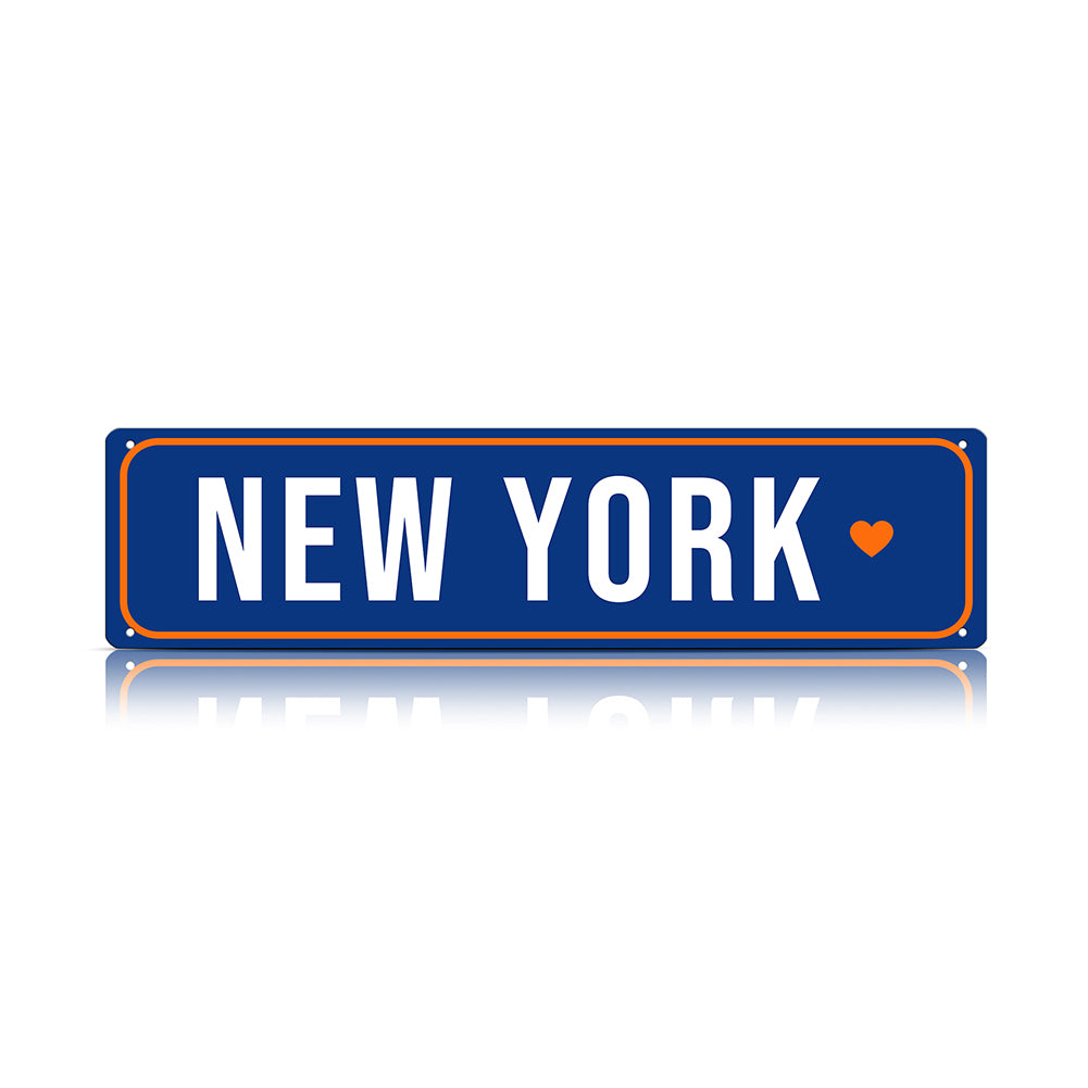 New York Heart Metal Sign – City Pride Wall Decor for Sports Rooms