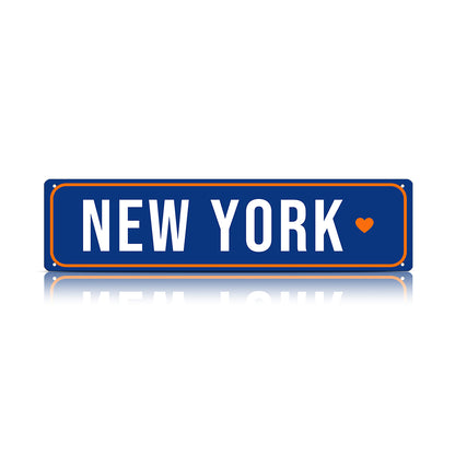 New York Heart Metal Sign – City Pride Wall Decor for Sports Rooms