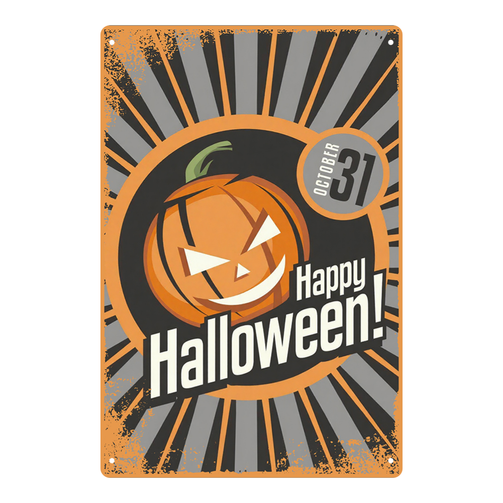 Happy Halloween Vintage Pumpkin Cartoon Style