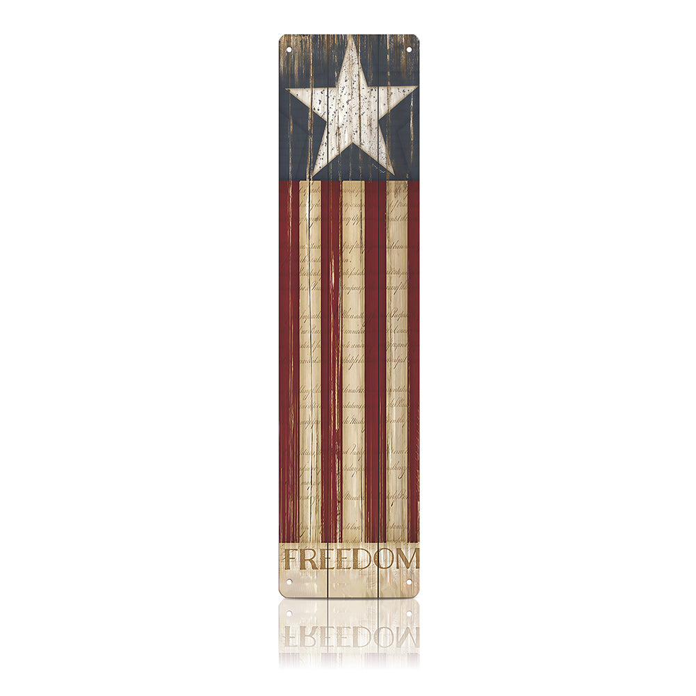 Vertical Freedom American Flag Metal Sign