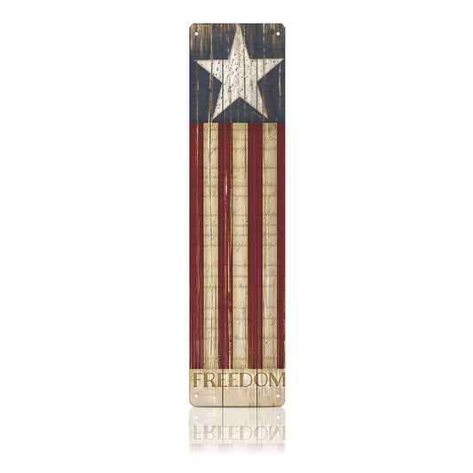 Vertical Freedom American Flag Metal Sign