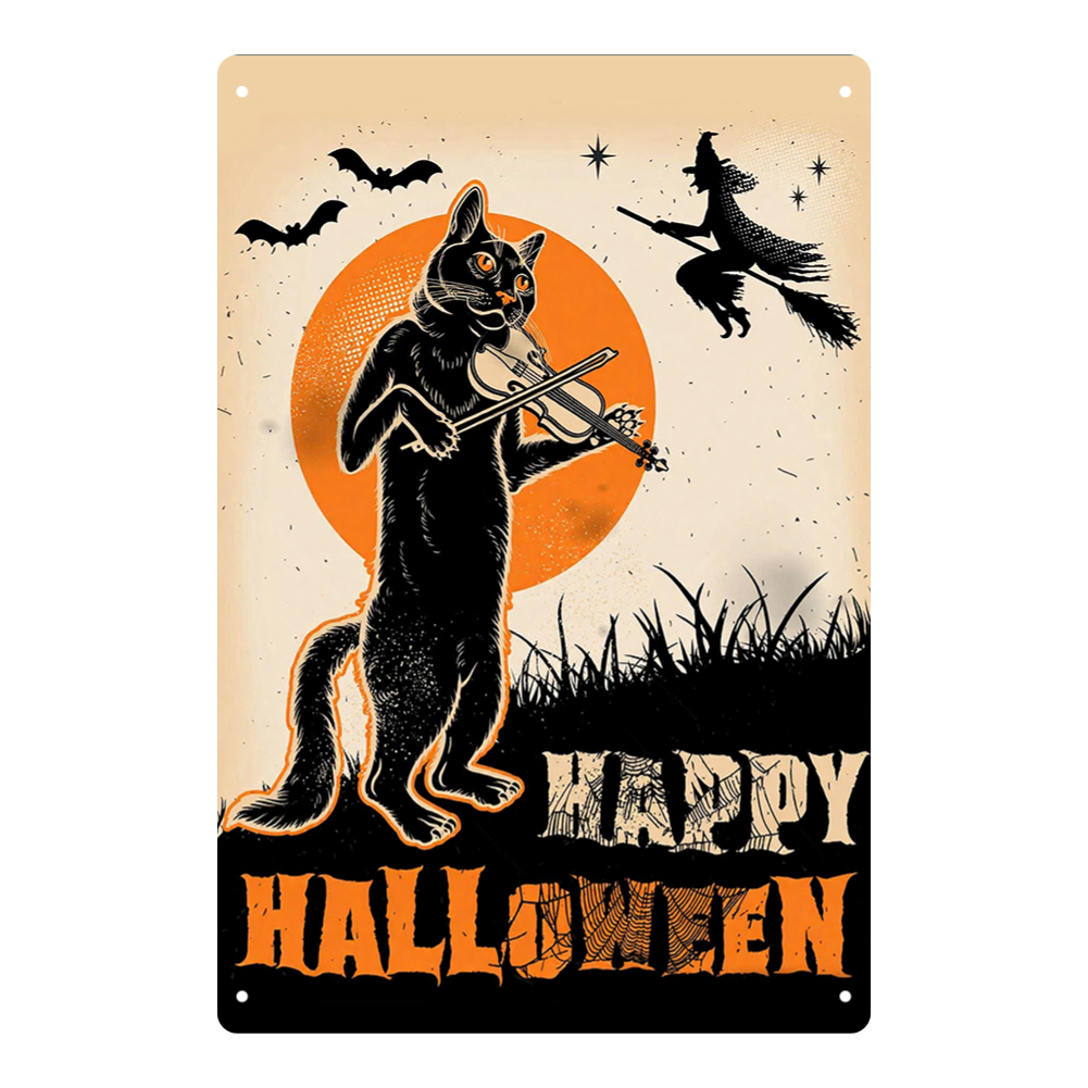 "Happy Halloween" Fiddle-Playing Cat