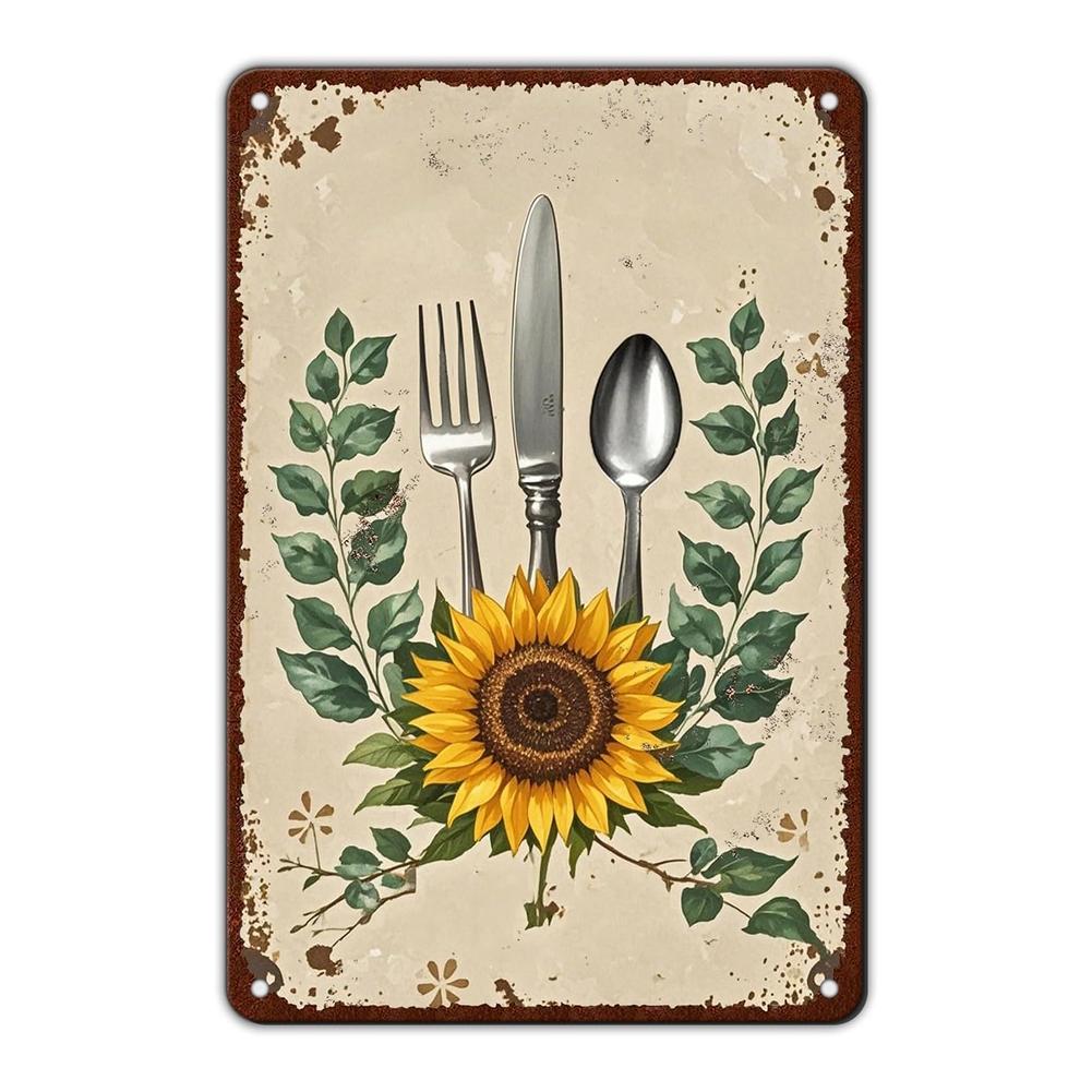 Sunflower & Cutlery Rustic Kitchen