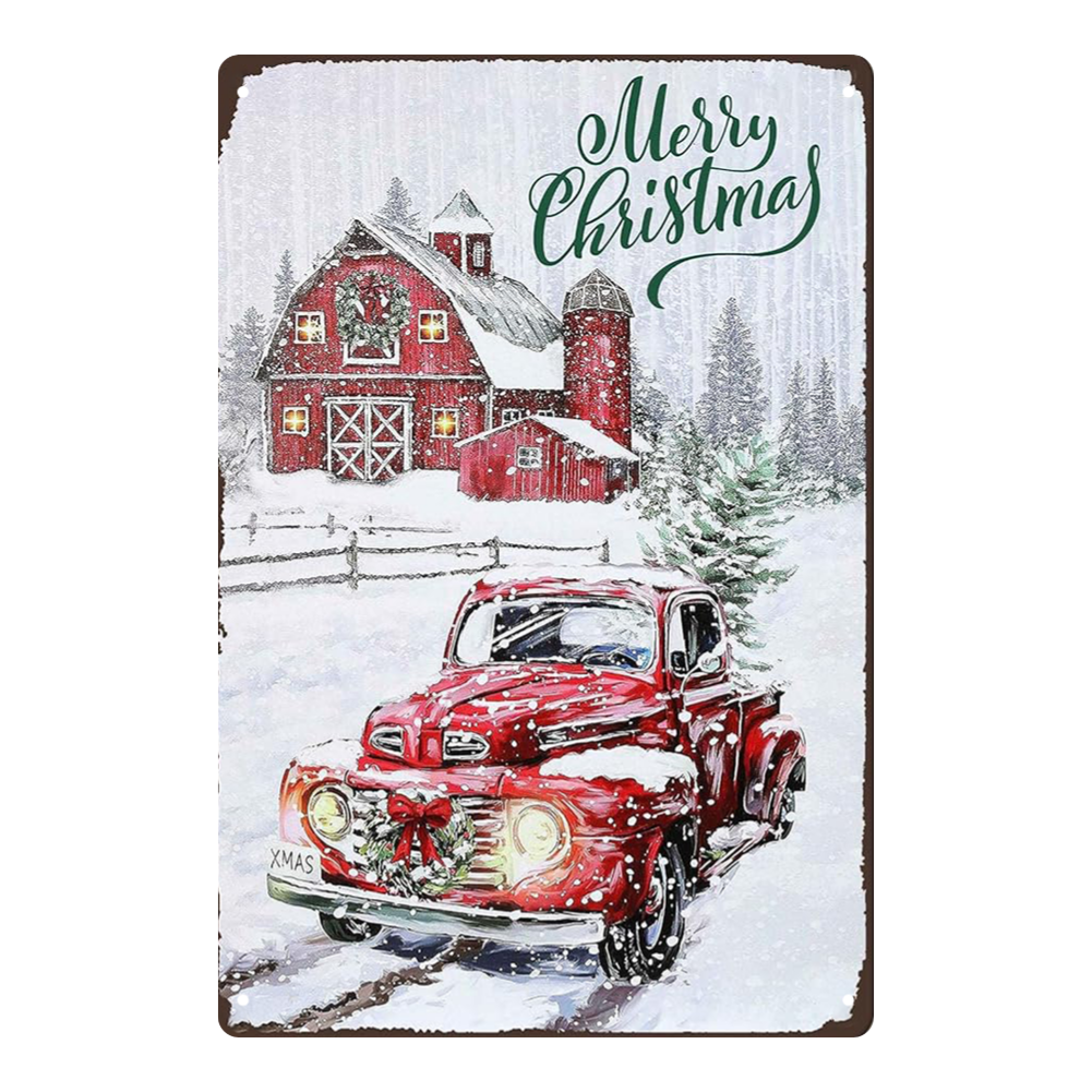Merry Christmas Vintage Red Truck
