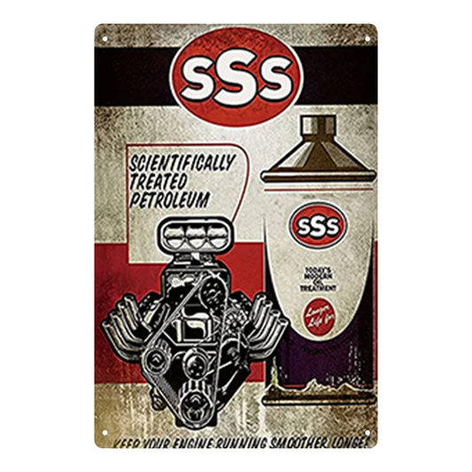 SSS Motor Oil Treatment Retro Tin Sign