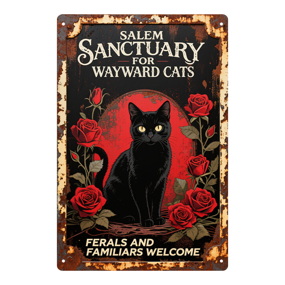 Salem Sanctuary Gothic Black Cat & Roses