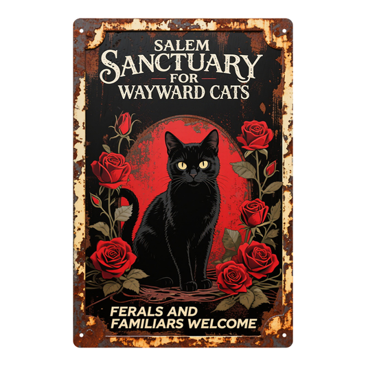 Salem Sanctuary Gothic Black Cat & Roses