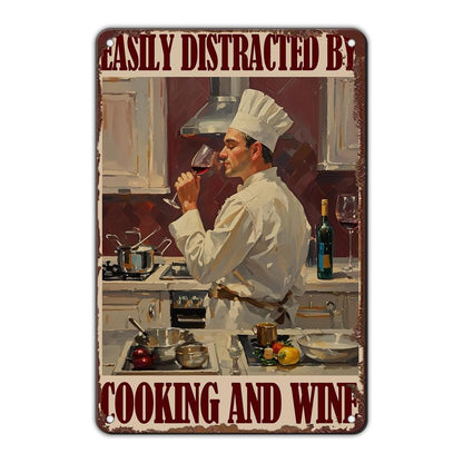 "Easily Distracted By Cooking and Wine" Funny Chef