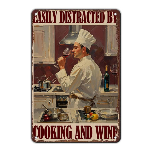"Easily Distracted By Cooking and Wine" Funny Chef