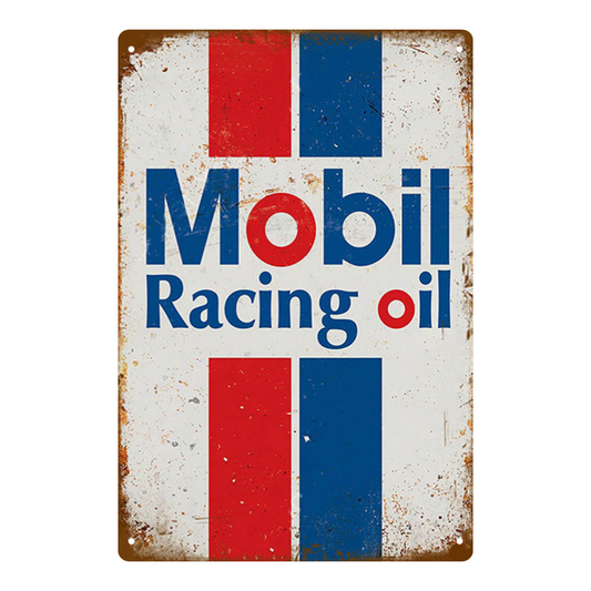 Mobil Racing Oil Vintage Tin Sign