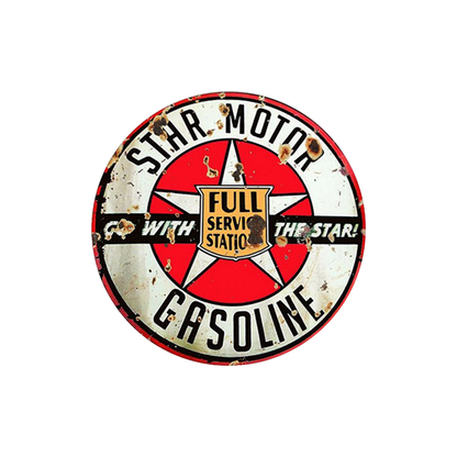 Star Motor Gasoline Round Metal Sign