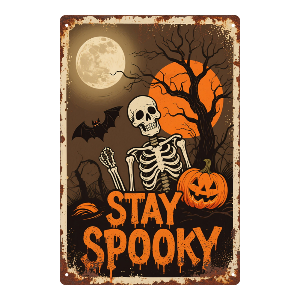 Stay Spooky Skeleton Pumpkin & Moon