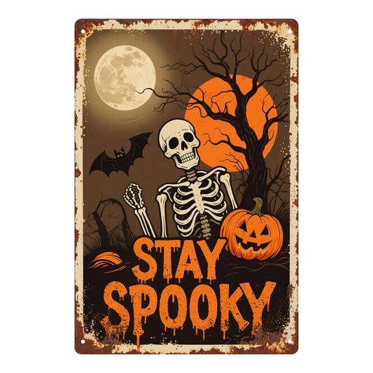 Stay Spooky Skeleton Pumpkin & Moon