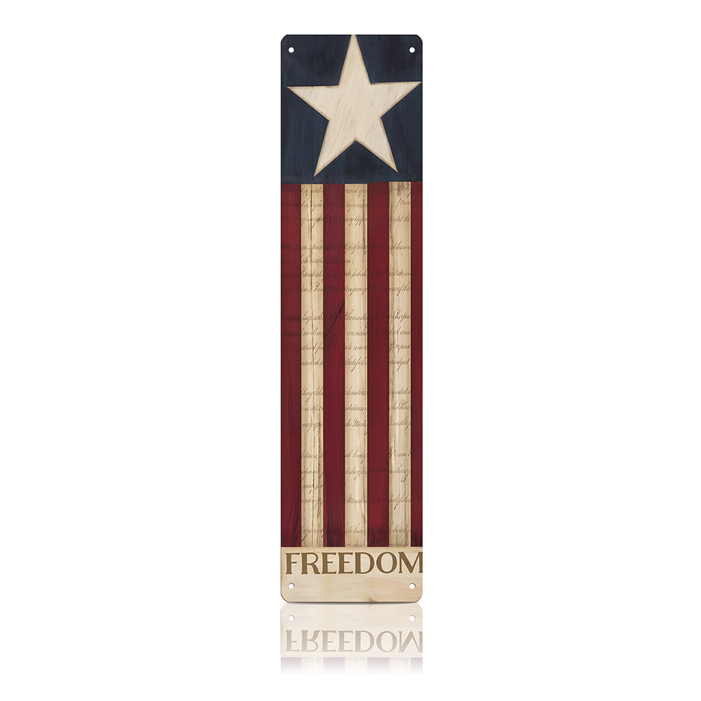 Vertical Freedom American Flag Metal Sign