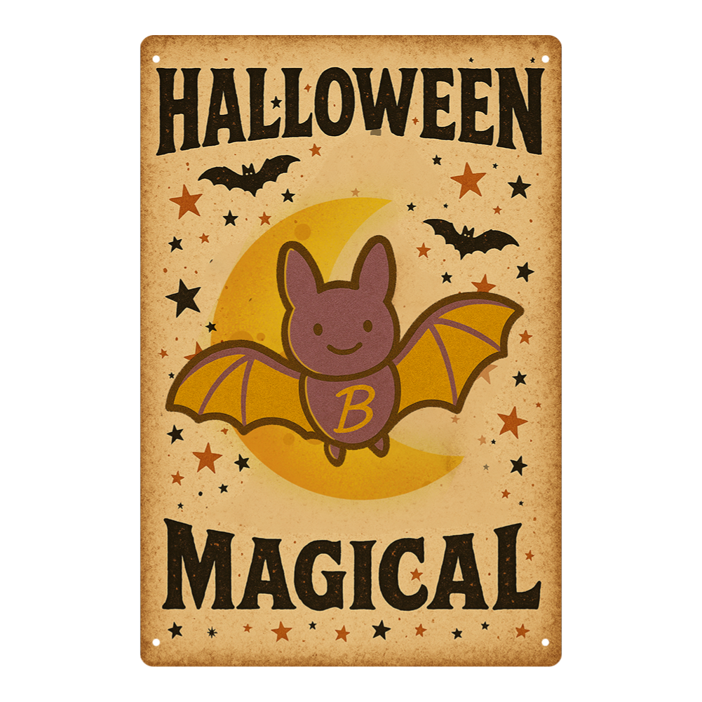 Halloween Magical – Cute Bat & Crescent Moon