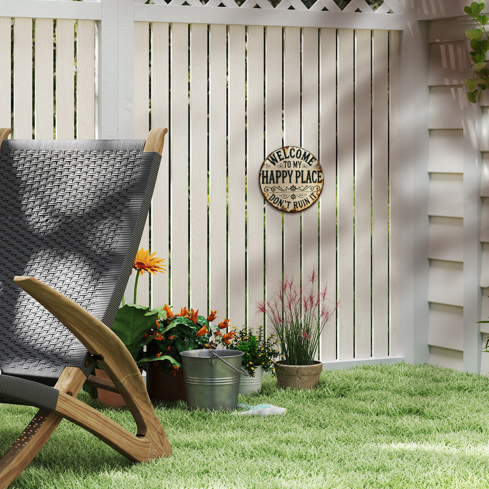 Welcome to My Happy Place Round Metal Sign