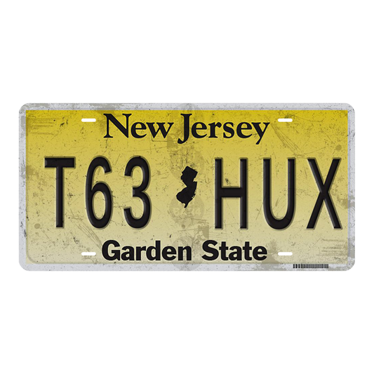 New Jersey T63 HUX - Tin License Plate Sign(6*12Inch)