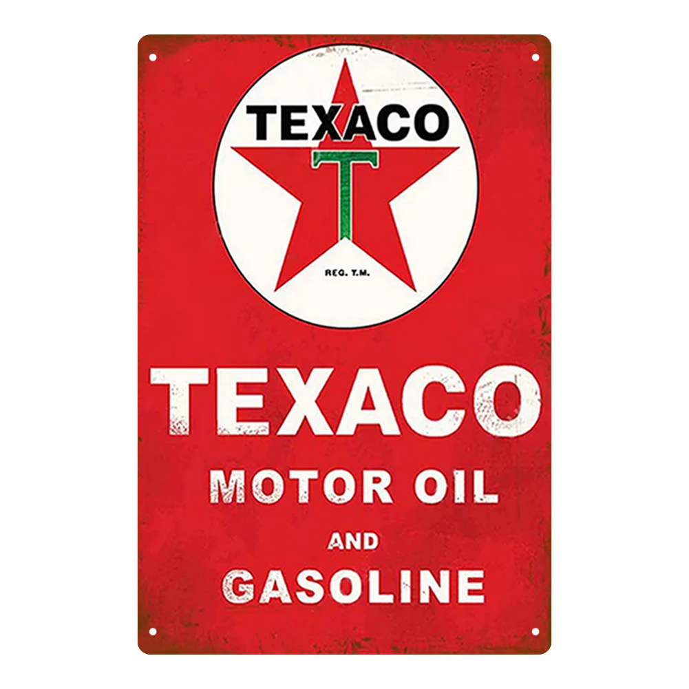 Texaco Motor Oil & Gasoline Vintage Tin Sign
