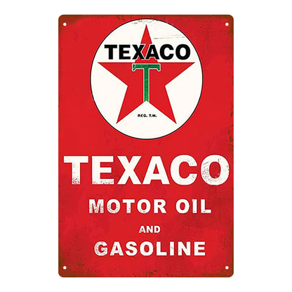 Texaco Motor Oil & Gasoline Vintage Tin Sign