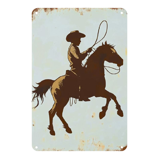 Minimalist Cowboy Roping Silhouette