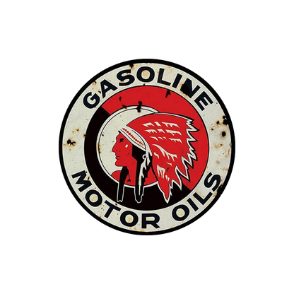 Vintage “Gasoline Motor Oils” Round Tin Sign