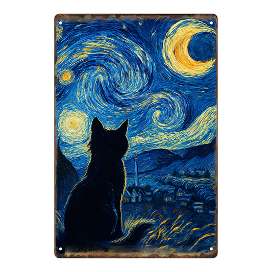 Starry Night Lone Cat