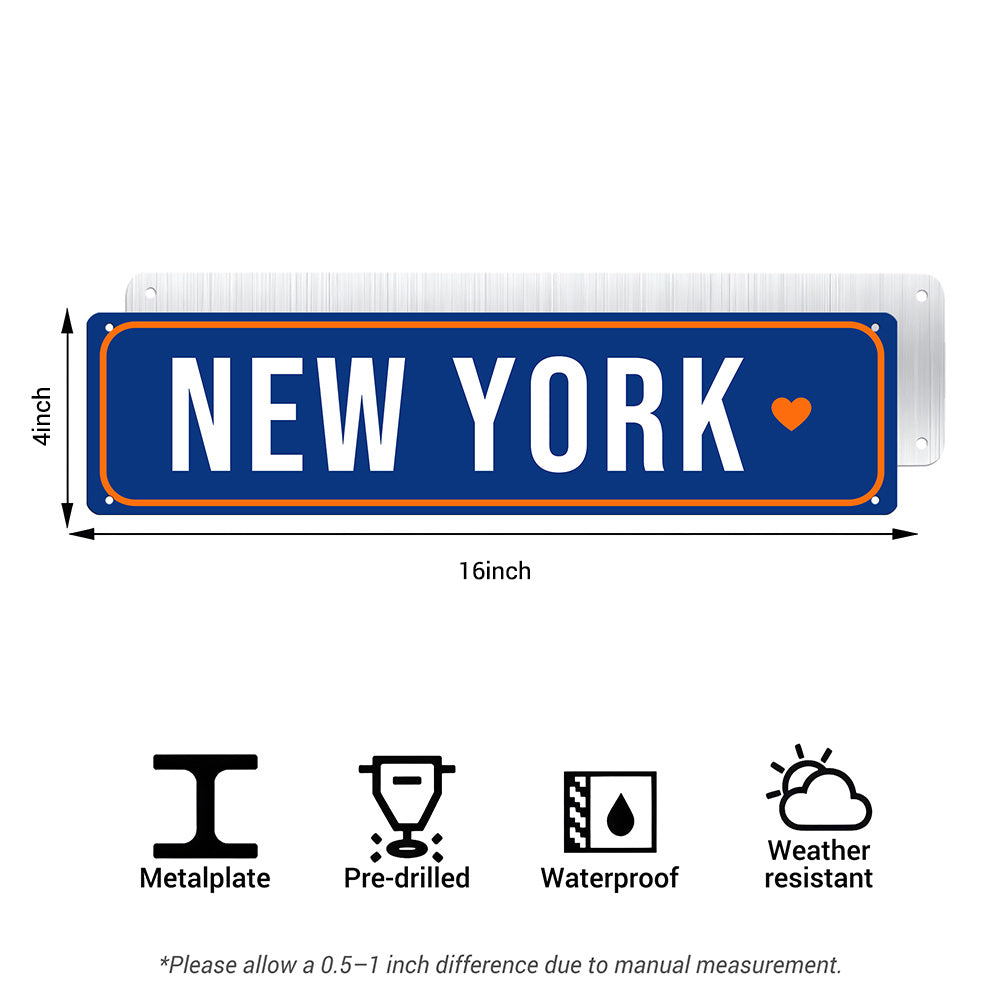 New York Heart Metal Sign – City Pride Wall Decor for Sports Rooms