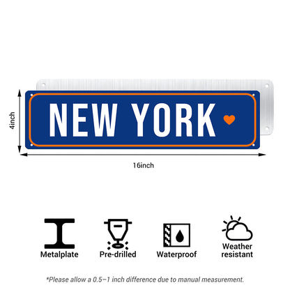 New York Heart Metal Sign – City Pride Wall Decor for Sports Rooms