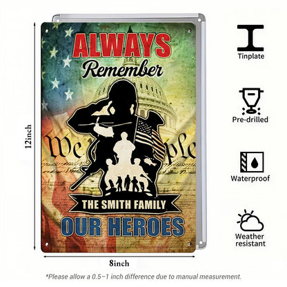 Always Remember Our Heroes Metal Signs