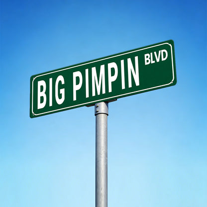 BIG PIMPIN BLVD Metal Street Sign