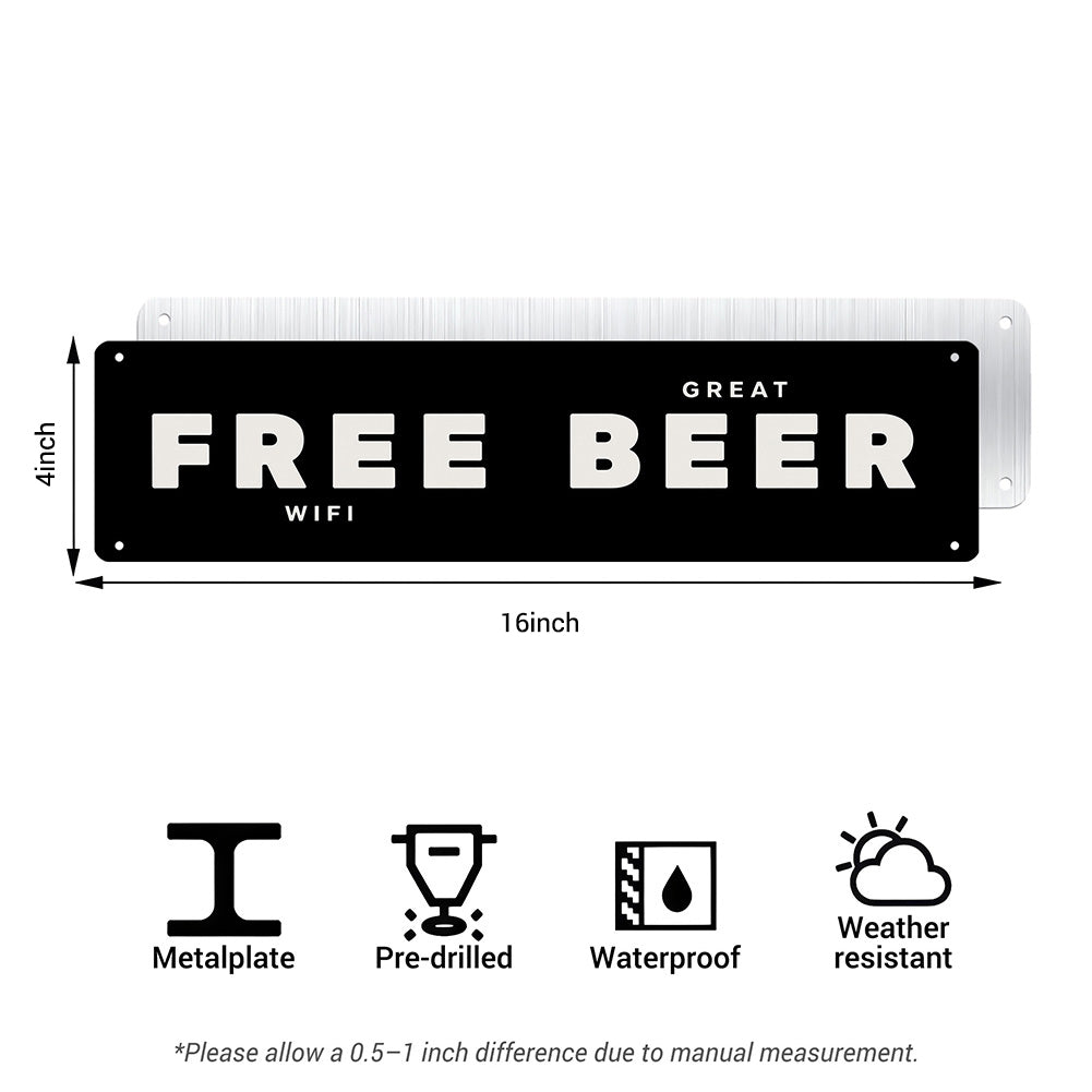 Free WiFi Great Beer Metal Sign – Funny Beer Bar Wall Decor