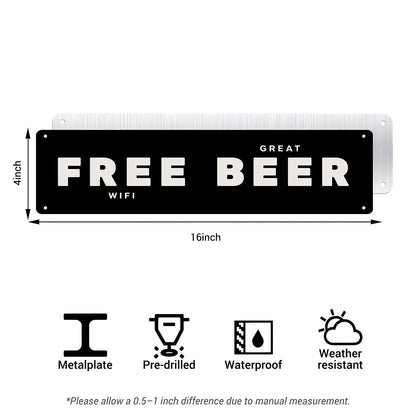 Free WiFi Great Beer Metal Sign – Funny Beer Bar Wall Decor