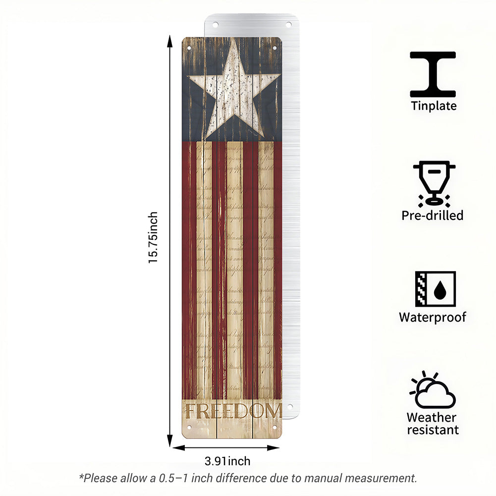 Vertical Freedom American Flag Metal Sign